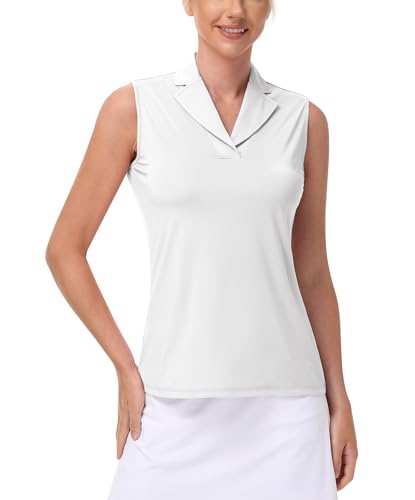 Women's Sleeveless Golf Polo Shirt - UPF 50 Dry Fit V Neck