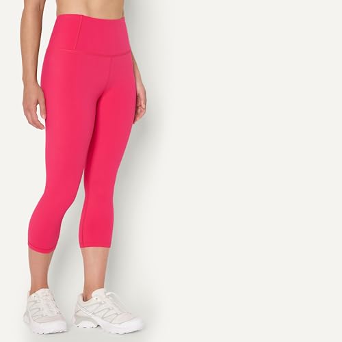 High Waist Capri Workout Leggings - Hot Pink, X-Small