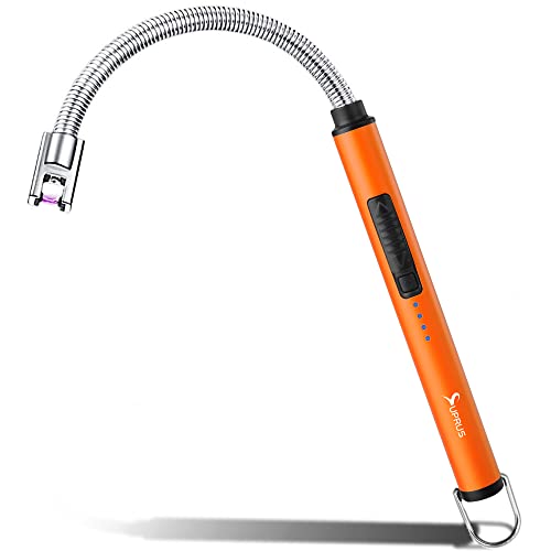 USB Rechargeable Arc Lighter - 360° Flexible Neck, Windproof - Orange