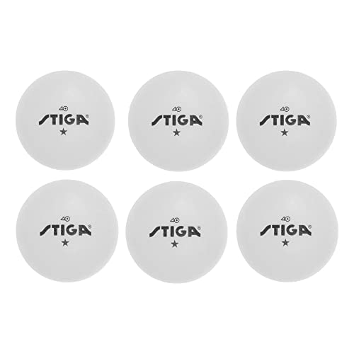 STIGA 1-Star Table Tennis Balls - 40mm Regulation Size - 6 Pack, White