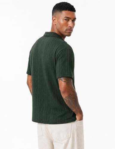 Men's Short Sleeve Polo Shirt - Textured Knit Casual Golf Shirt