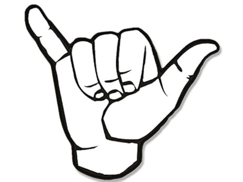 Hang Loose Sticker Decal - Shaka Hand Sign, 3x3.4 Inch