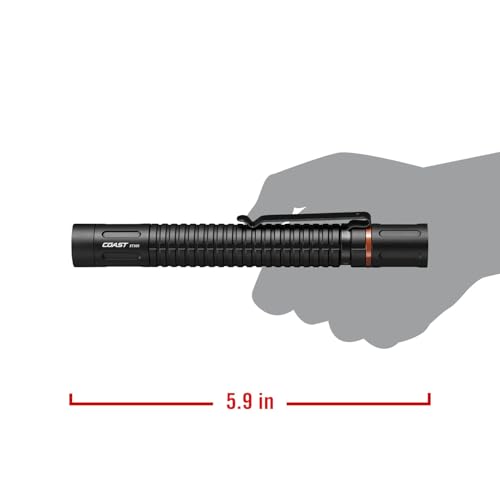 Coast XT30R 1000 Lumen Rechargeable LED Pocket Flashlight, 5 Light Modes with 2-Way Clip and Bite Caps Included