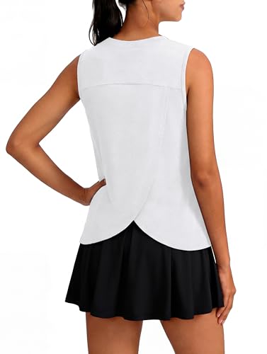 Loose Fit Sleeveless Yoga Tank Top - White, Large