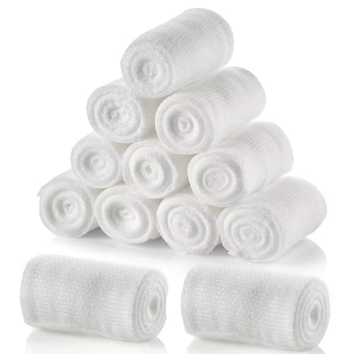 LINXIU 4in x 4.9yd Gauze Rolls – Breathable Conforming Bandages, 12 Pack