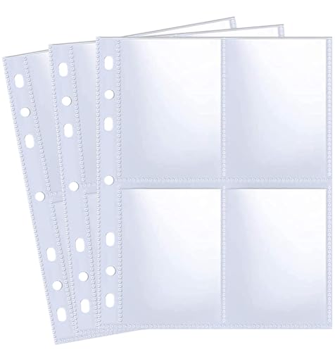 A5 6 Ring 4 Pocket Page Protectors - 40 Pack Photocard Sleeves