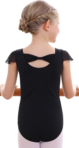MdnMd Girls Ballet Leotard for Dance & Gymnastics Toddler Kids Black 12-14Y