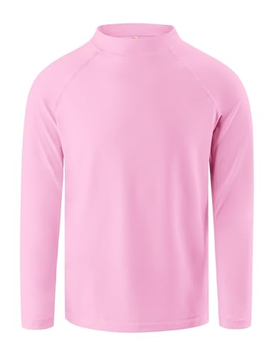 Long Sleeve Rash Guard Swim Shirt for Boys - Light Pink, 5-6 Years, UPF 50+