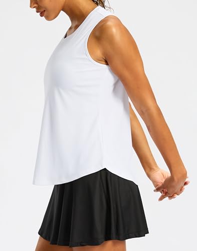 Quick Dry High Neck Workout Tank Top for Women - B White, Medium