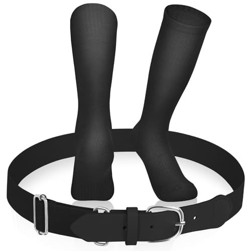 Youth Baseball Socks and Elastic Waist Belt Set - Black