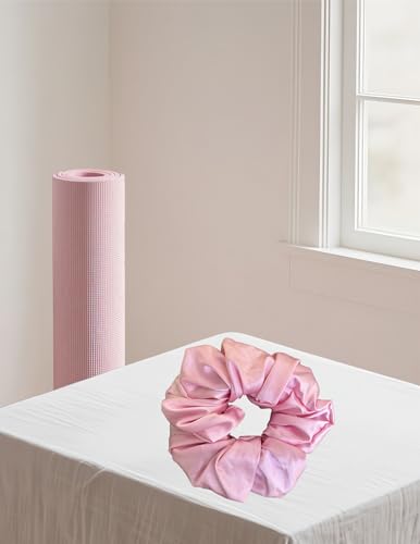 Yoga Mat Scrunchie Strap - Adjustable Band for Most Mats - Pink
