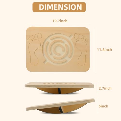 Juoe Brown 360° Maze Balance Board for Kids & Adults, Sensory Balance Toy