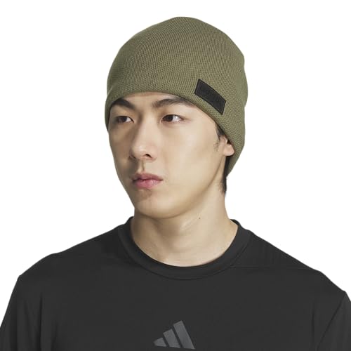 adidas Men's Premium Skully Beanie Olive Strata Green/Black/Carbon Grey One Size