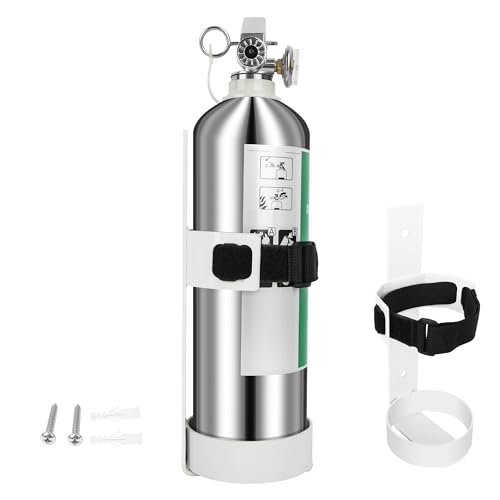 Boat Steel Fire Extinguisher Bracket,304 Stainless Steel Mounting Bracket with Adjustable Straps, Heavy Duty Fire Extinguisher Metal Bracket Compatible with Fire Extinguishers(White/Silvery) (White)
