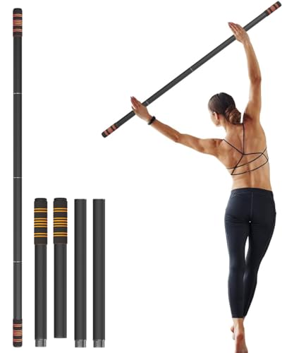 5ft Adjustable Yoga Stick - Heavy-Duty Steel, Foam Grips - Black