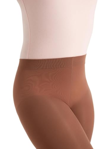 Capezio Girls' Ultra Soft Self-Knit Waistband Tights - Mocha, One Size