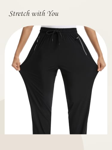 Airswan Women's X-Large Active Hiking Pants with Zipper Pockets - Black