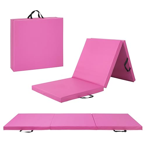 Folding Exercise Mat - Extra Thick 2-Inch Foam, Durable & Non-Toxic - Pink