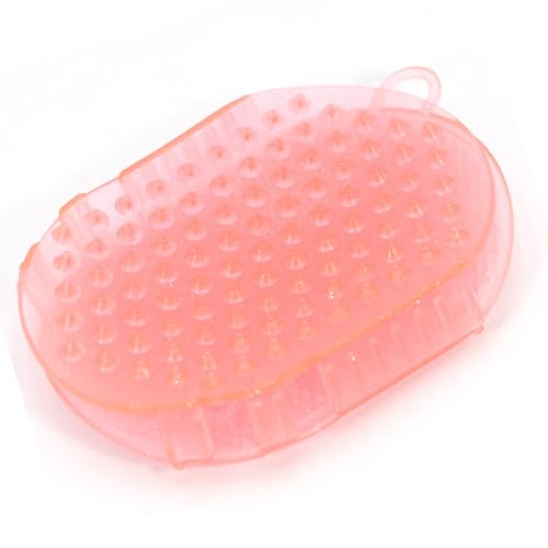Rubber Curry Grooming Scrubber - Dual-Sided Soft & Firm Tips - Pink