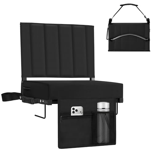 Portable Stadium Seat with Back Support - Black