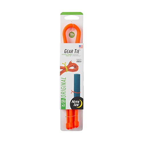 Reusable Rubber Twist Ties - 18 Inch, Bright Orange, 2-Pack