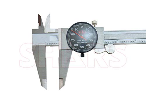 Shars Precision Stainless Steel Shock Proof Dial Caliper .001" Graduation (0-12" 303-1309B, Black) L