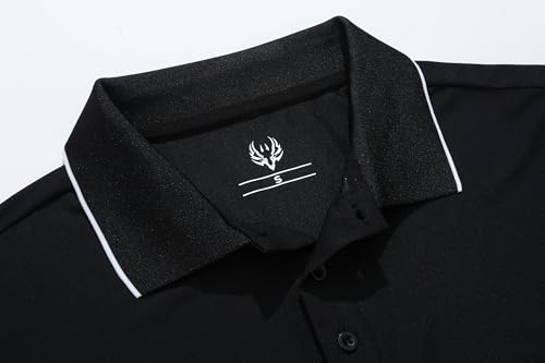 Men's Quick-Dry Active Polo Shirt - Black, Large