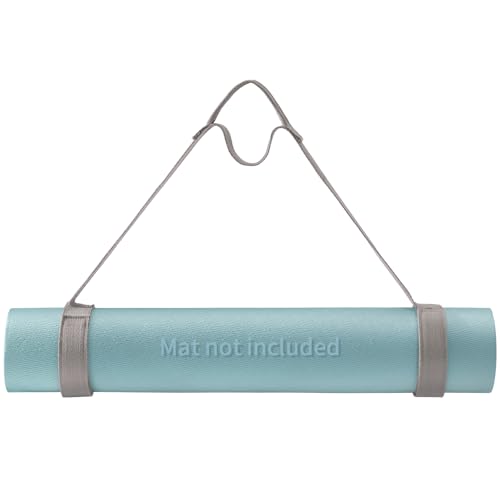 Adjustable Yoga Mat Strap with Hook and Loop Closure - Grey