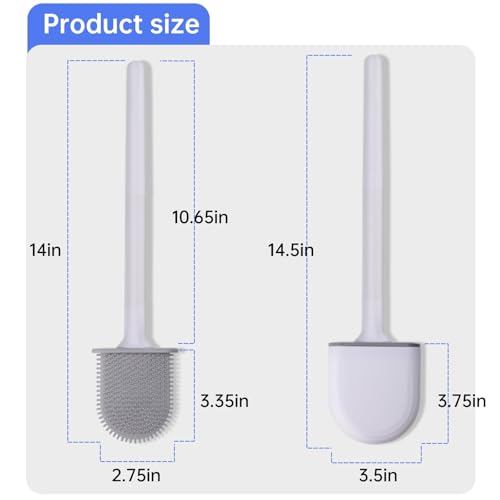 Silicone Toilet Brush with Holder - Drill-Free Wall Mount - Green
