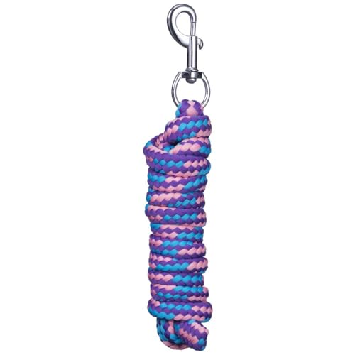 8' Braided Soft Poly Lead Rope - Purple/Turquoise/Pink