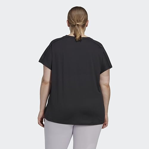 Adidas Women's Aeroready Minimal Branding V-Neck T-Shirt - Large Black