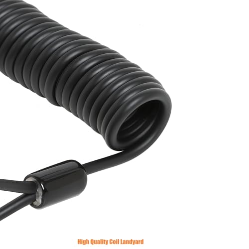 TACNEX 1 pcs Coil Pistol Lanyard Duty Belt Keeper with D Ring & Metal Clip