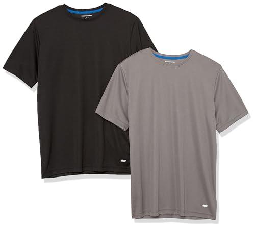 Men's Moisture-Wicking Active Gym T-Shirts - 2 Pack - X-Small / Black/Grey