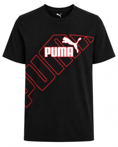 PUMA Boys Medium Black Red Athletic Crewneck T-Shirt - Sizes S-XL