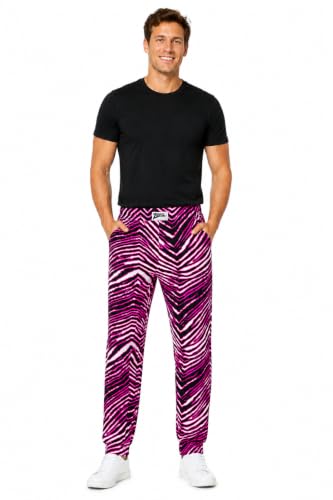 Zubaz Men's Z88 Original Pants - Black/Fluorescent Pink, Large