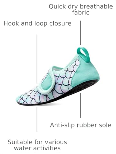 Kids Water Shoes - Quick Dry Aqua Socks for Beach & Sport - Size 12.5-13 Little Kid / A Green Lotus