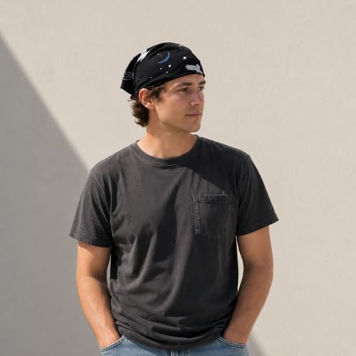 MDSTYLE Adventure Bandana Black - Cotton Head Scarf for Men & Women, Outdoor Design