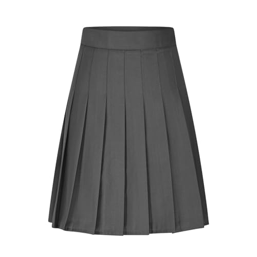 High Waisted Pleated Tennis Skirt with Shorts - Gray, X-Large