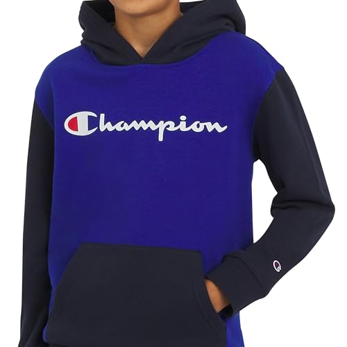 Champion Boys X-Large Bright Blue Color Block Fleece Hoodie with Kangaroo Pocket