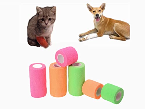 Self-Adhesive Bandage Wrap - 6 Pack Cohesive Tape for Pets & Sports