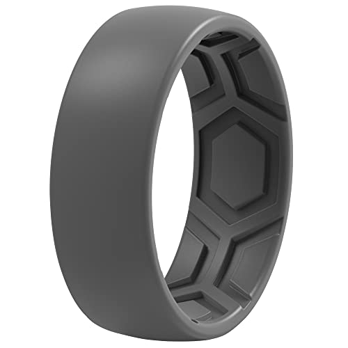 Men's Graphite Grey Patterned Silicone Rings - 8mm Wide