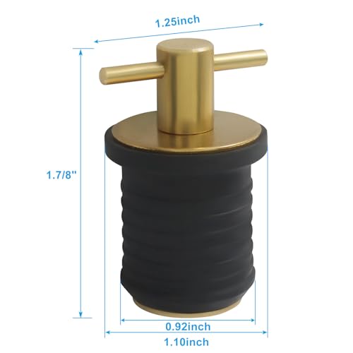 1 Inch Brass Boat Drain Plug - T-Handle Design, 2 Pack