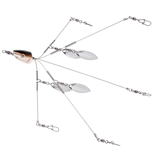 Alabama Umbrella Rig for Bass Fishing - 4-Blade Silver Fishing Lure Setup