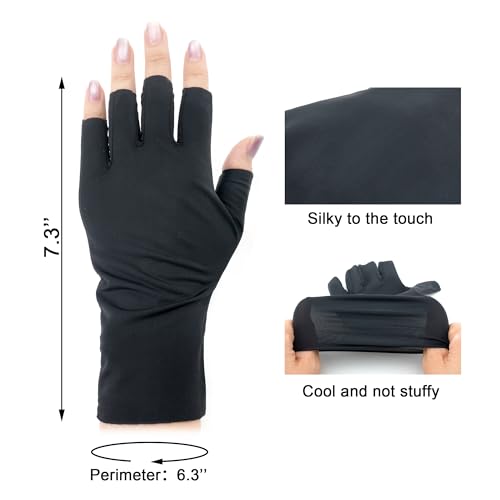 UPF 50+ UV Protection Gloves for Gel Nails - Black