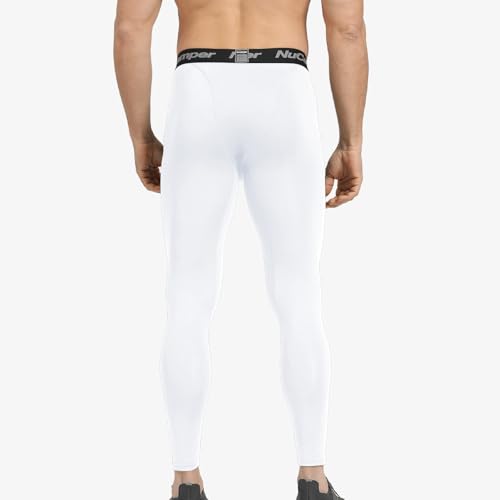 Men's Compression Pants - Cool Dry Breathable Leggings - White, Small