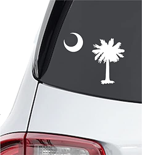 South Carolina Palmetto Tree Moon Flag Decal Sticker - 4 Inch White