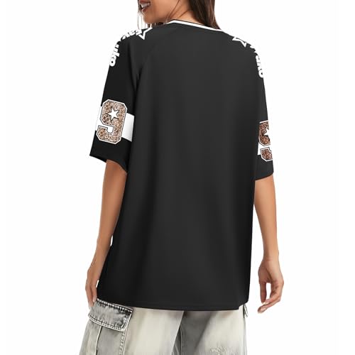 Y2K Oversized Football Jersey Shirt for Women - Large Black