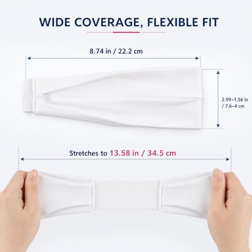 8-Pack Wide Elastic Hair Headbands - Soft Stretchy Sweatbands - Multi-Color