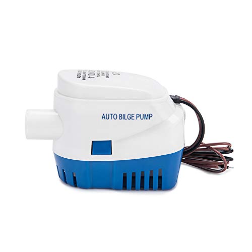 Dontmiss 1100GPH 12V Automatic Submersible Bilge Pump with Float Switch, 1 1/8" Outlet, 3-Blade Impeller – Compact All-in-One Boat, RV, Ponds & Pools