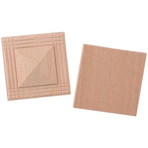 6 Pcs Wood Carved Appliques Square Furniture Decal Flower Pattern Wood Applique Onlay Unpainted for Cabinet Door Mirror Bed Wall Furniture Decoration 5x5cm/1.97x1.97in